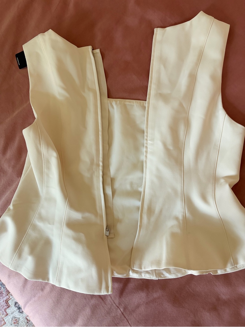 Square Neck Seamed Peplum Tailored Tank - Picture 8 of 8